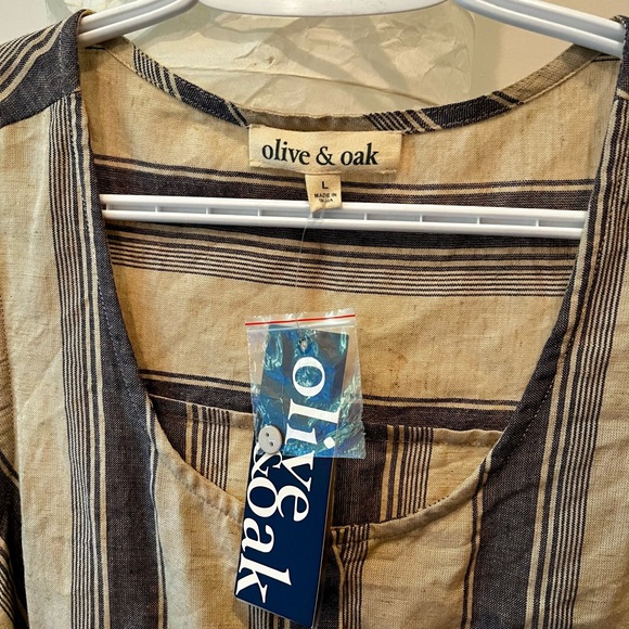 NWT Olive & Oak Sleeveless Striped Button Down Tank Dress Size L - Picture 6 of 8